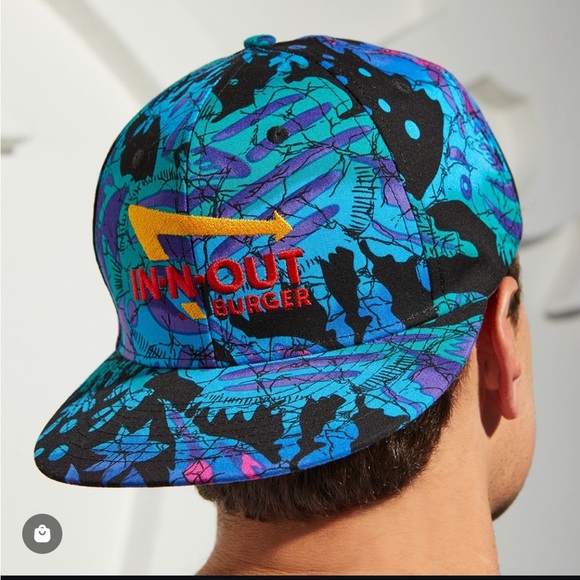IN N OUT BURGER Blue Neon Retro Hat W/ Black Adjustable Snap Back Baseball Cap - Picture 1 of 10